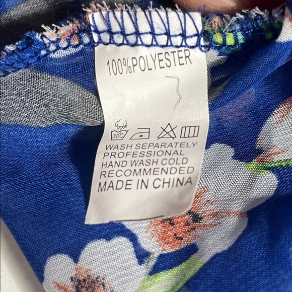 Woman’s Blue Floral Sheer Kimono Cardigan – Size Large Coverup - Picture 9 of 9